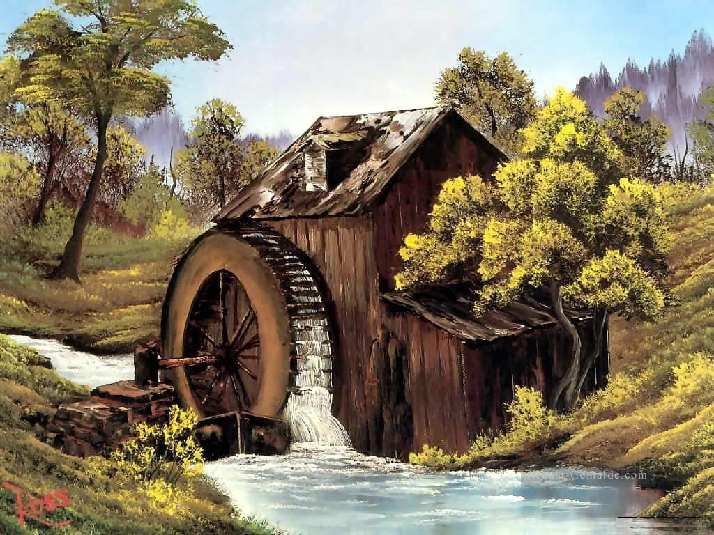 die alte Mühle Bob Ross freihändig Landschaften Ölgemälde